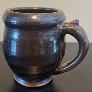 Handcrafted Handthrown Studio Pottery Mug w/ Dark Brownish Bronze Glossy Glaze